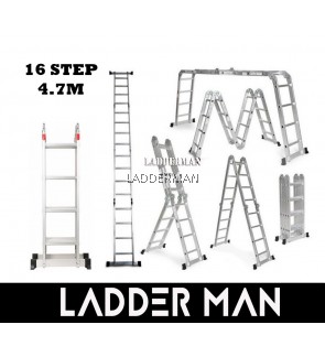 M47 16 STEP ALUMINIUM MULTIPURPOSE LADDER