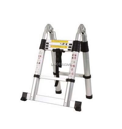 3.2M (1.6M+1.6M) DOUBLE-SIDED MULTIPURPOSE TELESCOPIC EXTENDABLE ALUMINIUM LADDER T2W16