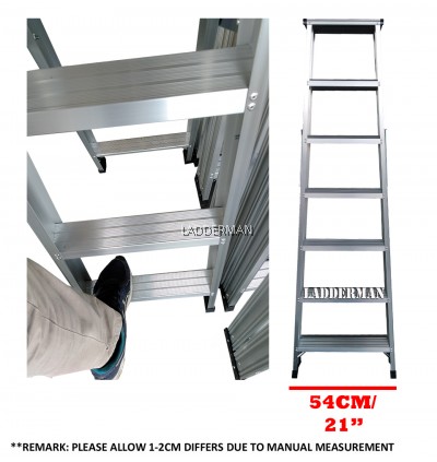 Ladderman Heavy Duty Aluminium Double Sided Ladder (7 STEP)