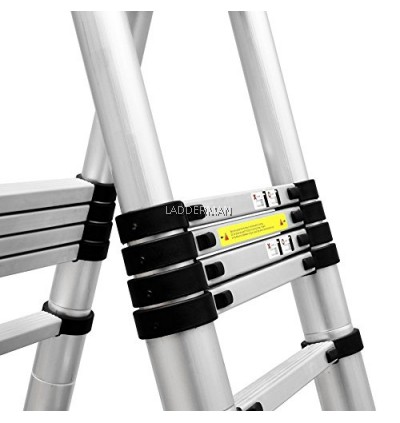 5M (2.5M+2.5M) DOUBLE-SIDED MULTIPURPOSE TELESCOPIC ALUMINIUM LADDER WITH ROLLER